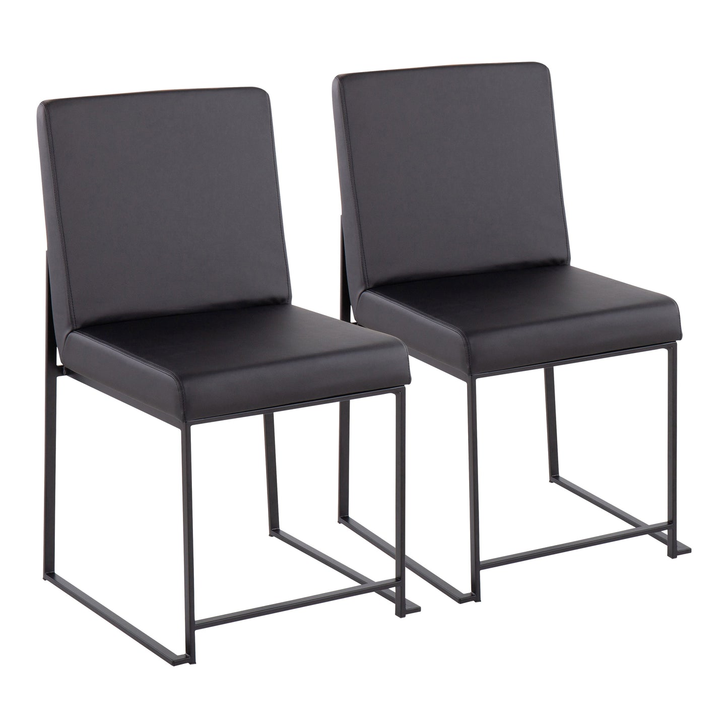 Fuji - Contemporary, High Back Faux Leather Dining Chair (Set of 2) - Black