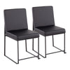 Fuji - Contemporary, High Back Faux Leather Dining Chair (Set of 2) - Black