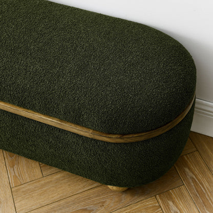 Modern Storage Ottoman Bench Upholstered Seating With Storage - Dark Green