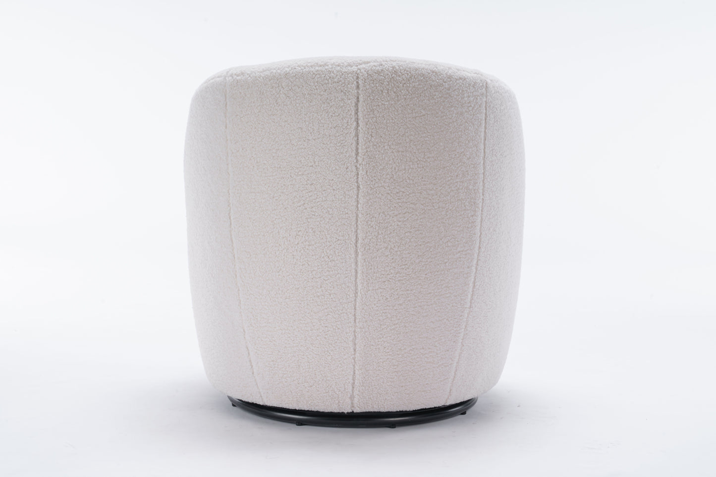 Teddy Fabric Swivel Accent Armchair Barrel Chair With Powder Coating Metal Ring - Ivory White