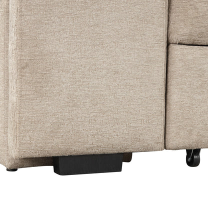 Modern L-Shape 3 Seat Reversible Sectional Couch, Pull Out Sleeper Sofa With Storage Chaise And 2 Stools For Living Room Furniture Set - Cream