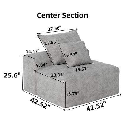 Modern Oversized Modular Sectional Sofa, Sparkling Chenille Soft Cushion Sofa With 2 Pillows, Diy Combination Tufted Sofa, No Assembly Required - Blue
