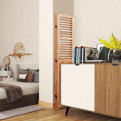 Panel Solid Wood Folding Room Divider - Natural