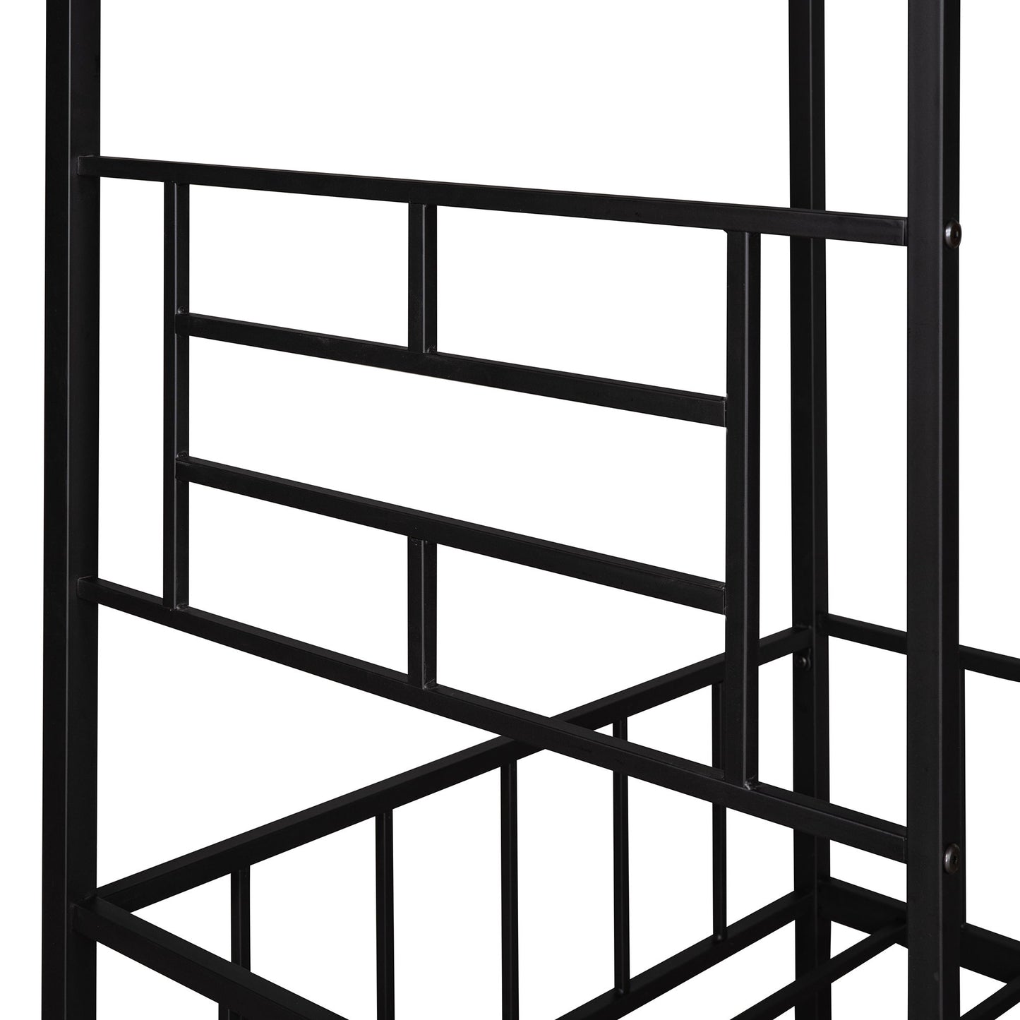 House Bed Frame Twin Size With Slatted Support No Box Spring Needed - Black