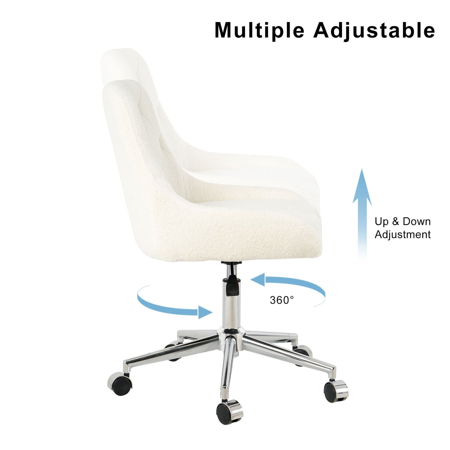 Modern Teddy Fleece Fabric Dining Chair With Chrome Legs, Soft And Comfortable - Beige