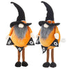 Standing Gnome With Gnome & Holding Banner, For Halloween Decor (Set of 2) - Black / Orange / White