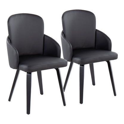 Dahlia - Contemporary Dining Chair (Set of 2) - Black - Faux Leather