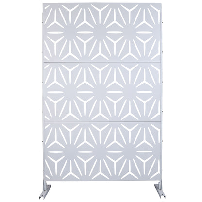 Outdoor & Indoor Metal Privacy Screen, Freestanding Decorative Panels For Deck, Balcony, Patio, Lawn, And Garden - White