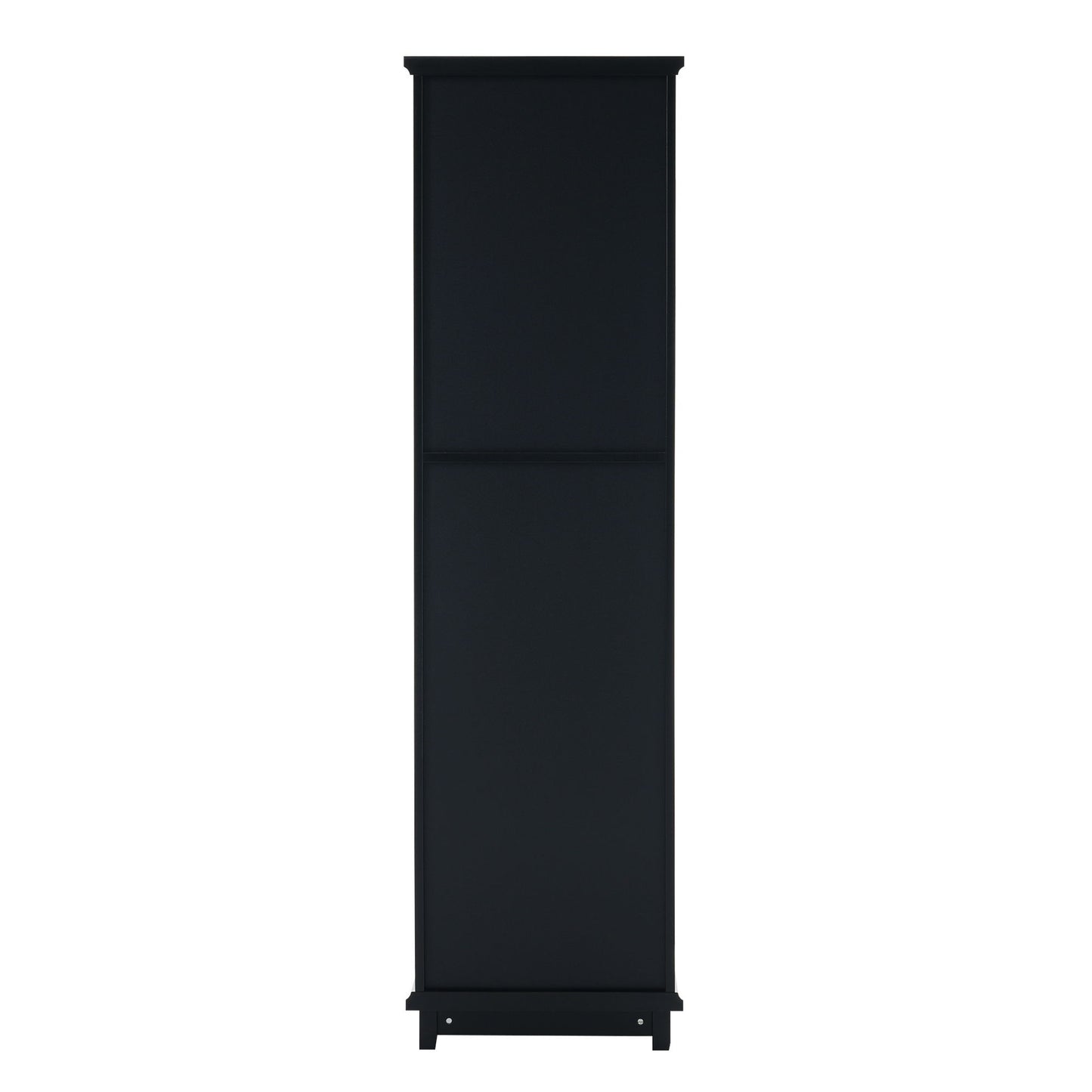 Tall Bathroom Storage Cabinet With Glass Doors, Free-Standing, Two Drawers, And Adjustable Shelves, MDF Board, Painted Perfect For Displaying Your Favorite Items - Black