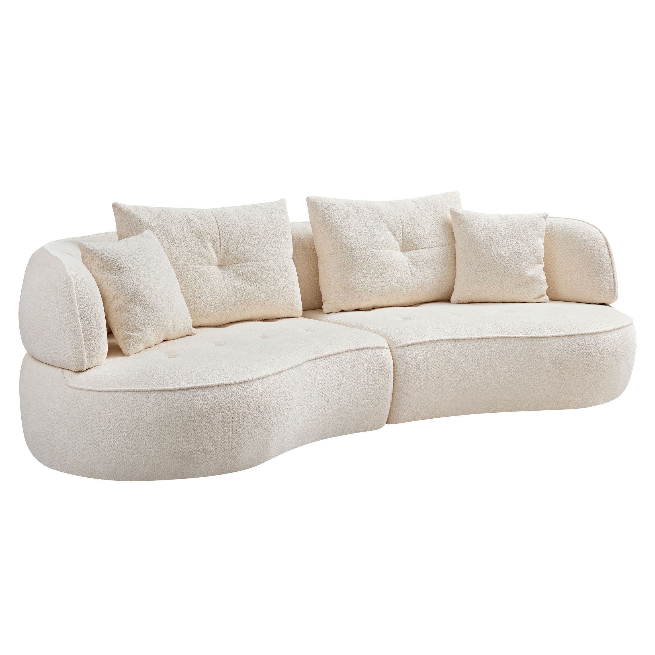 4 Seat Modular Sofa With Removable Pillows, Durable Fabric And Solid Wood Frame - White