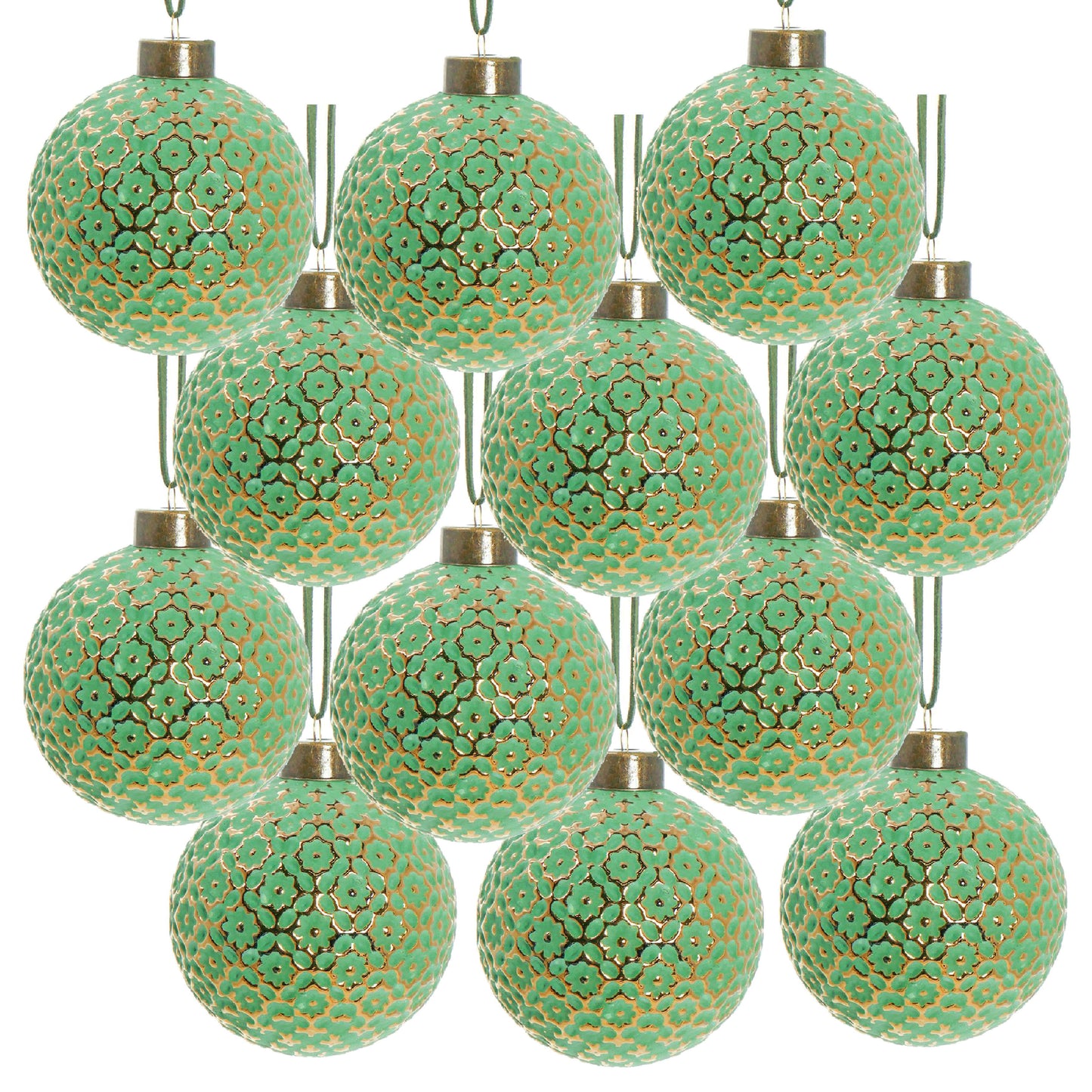 Christmas Ball Ornaments, Glass Decorative Hanging Ball Christmas Tree Ornaments For Holiday Party Decorations (Set of 12) - Green