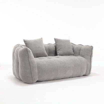 Soft Beanbag Chair With High Resilience Foam Core For Two People - Gray