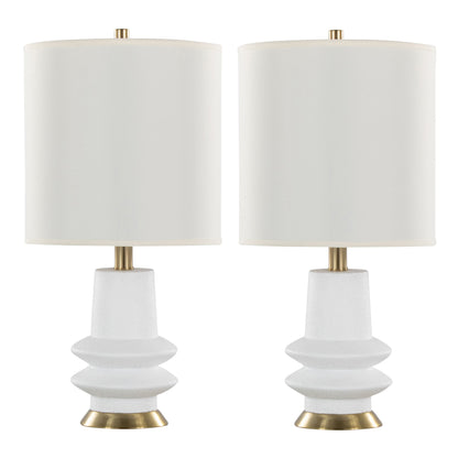Lloyd - Contemporary Table Lamp (Set of 2) - Sanded Matte White / Modern Brass / White
