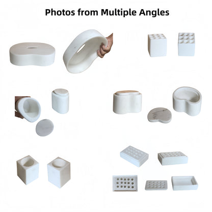 Marble Bathroom Accessories Set - Natural Stone - White / Natural