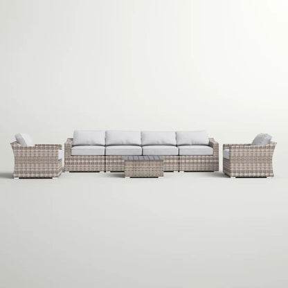6 Person All Weather Sectional Seating Group With Cushions - Gray Mix
