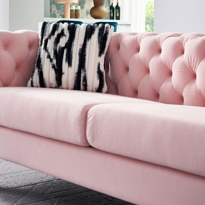 Chesterfield - Modern Tufted Velvet Living Room Sofa, 84.25''W Couch - Pink