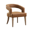 Wide Modern Barrel Open Back Upholstered Accent Chair With Weathered Solid Wood Legs Dining Chairs For Dining Room, Club, Kitchen And Living Room - Brown