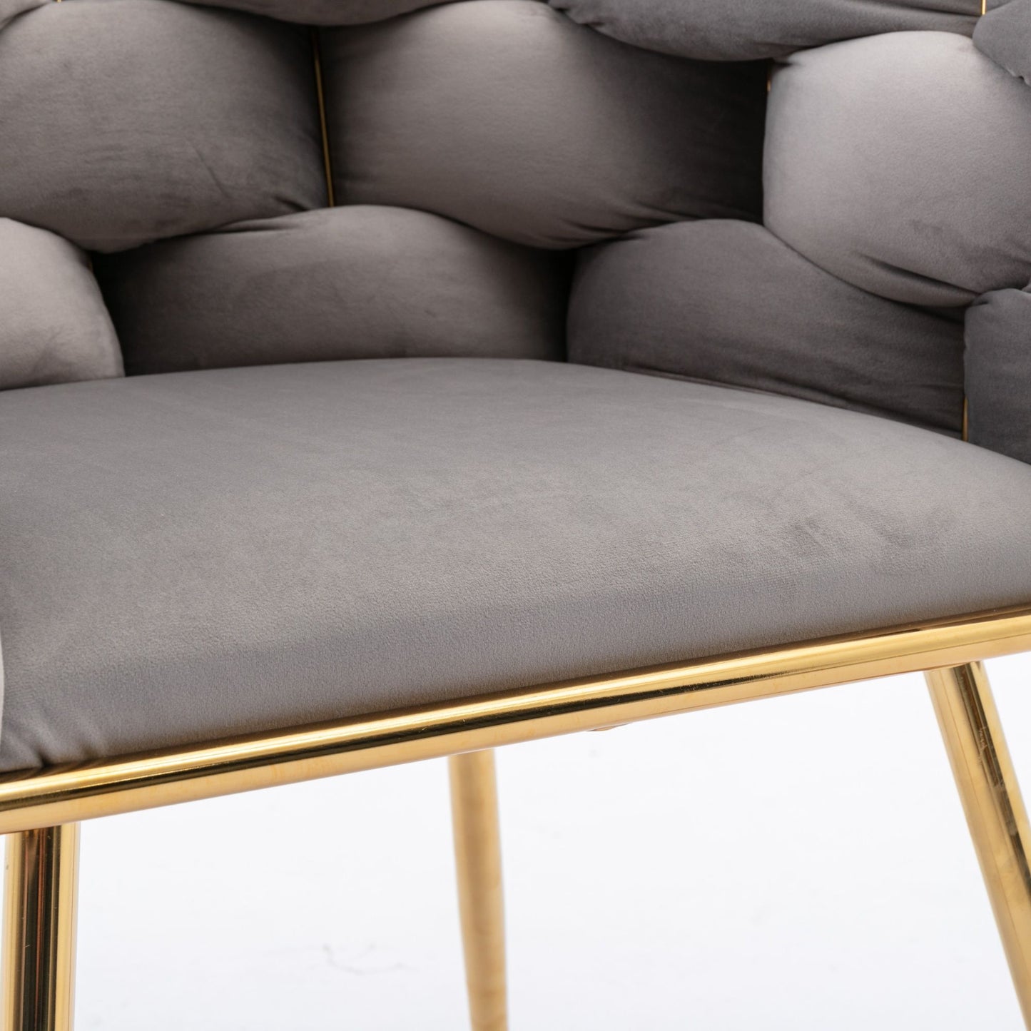 Luxury Modern Simple Leisure Velvet Single Sofa Chair Bedroom Lazy Person Household Dresser Stool Manicure Table Back Chair (Set of 2) - Gray / Gold