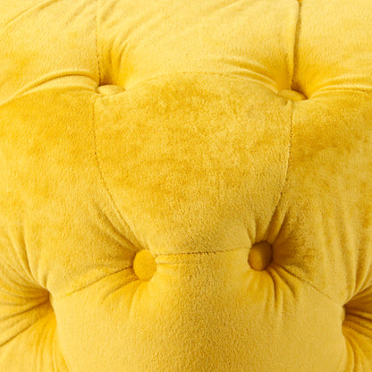 Modern Velvet Upholstered Ottoman, Exquisite Small End Table, Soft Foot Stool, Dressing Makeup Chair, Comfortable Seat For Living Room, Bedroom, Entrance - Yellow
