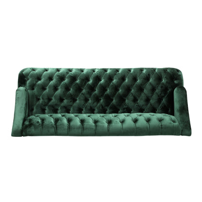 Comfy 3 Seat Sofa With Wooden Legs, For Living Room And Study - Emerald