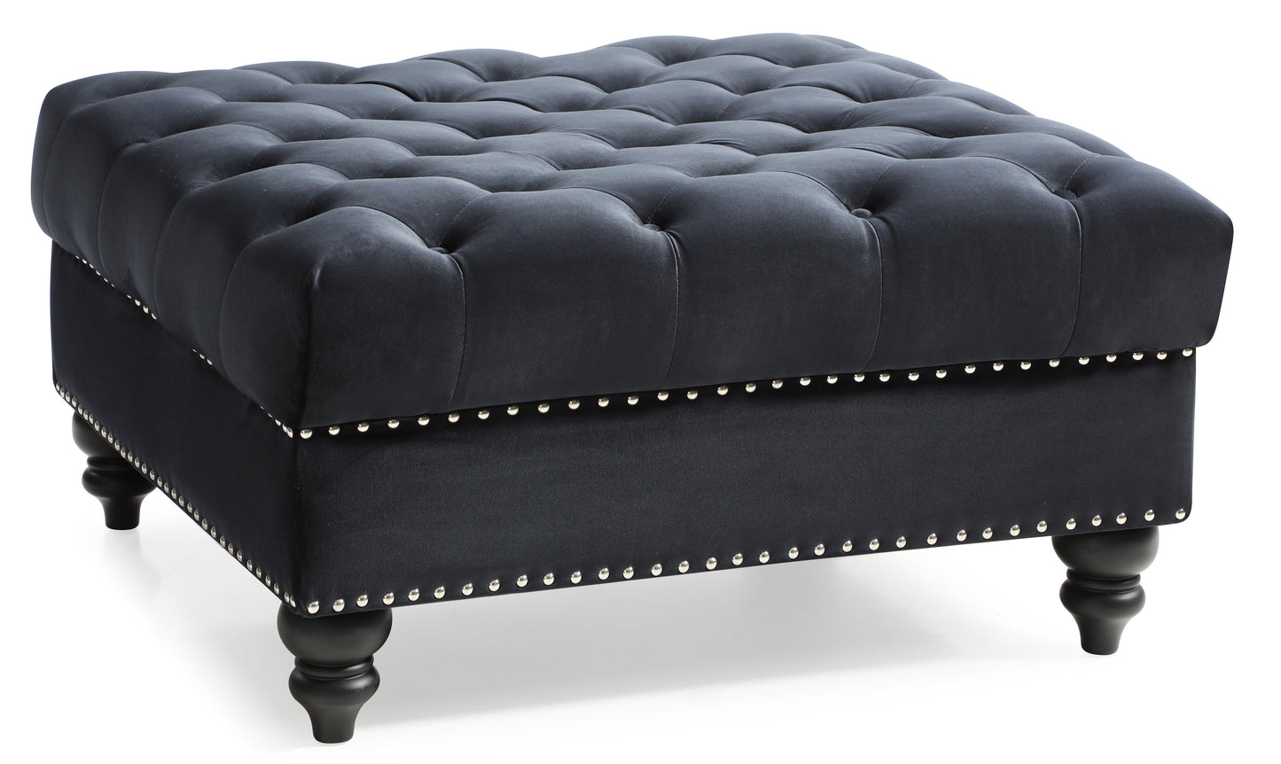 Elegant Traditional Upholstered Ottoman For Living Spaces - Black