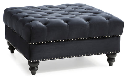 Elegant Traditional Upholstered Ottoman For Living Spaces - Black