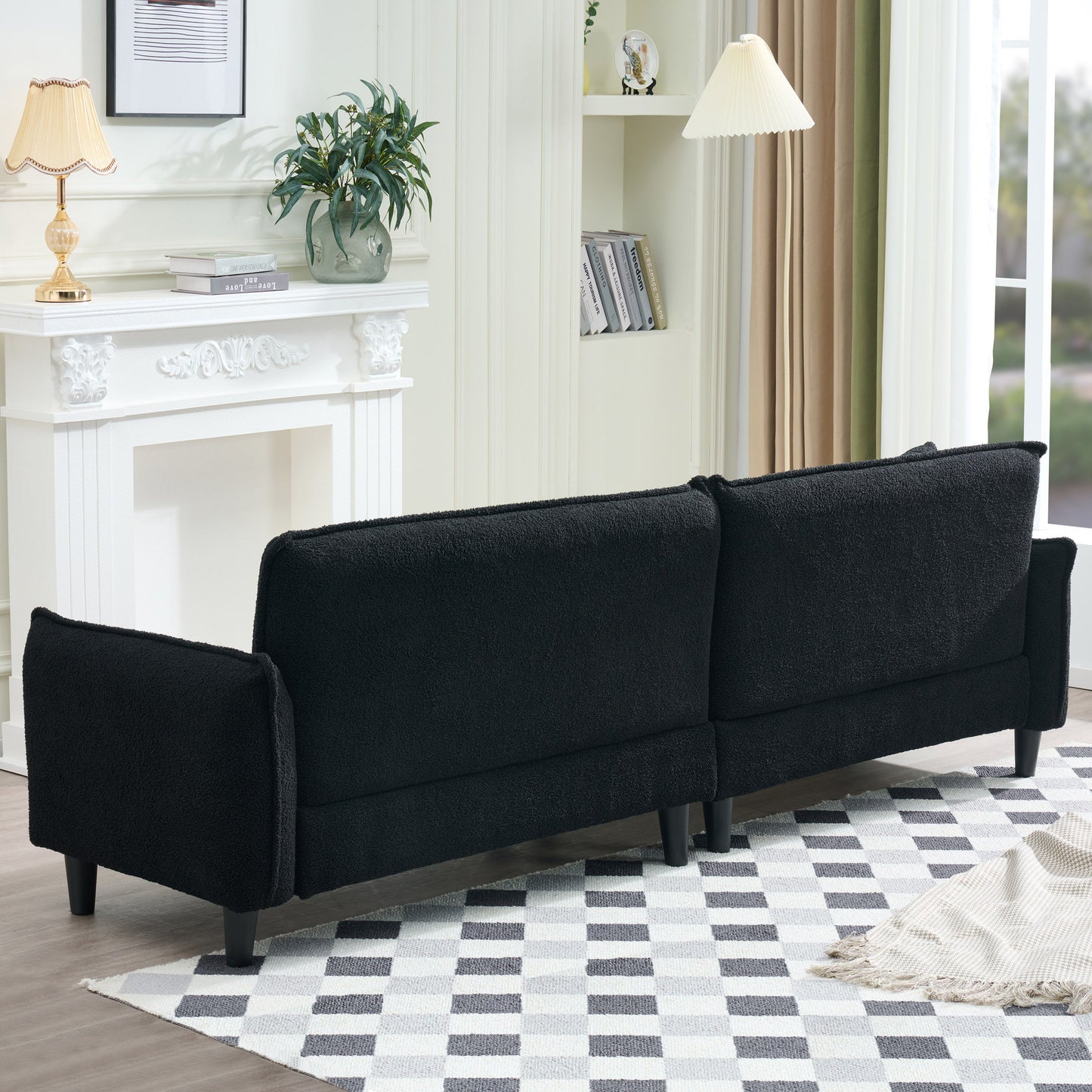 Modern Teddy Velvet Sofa, Comfort And Style For Living Spaces - Black