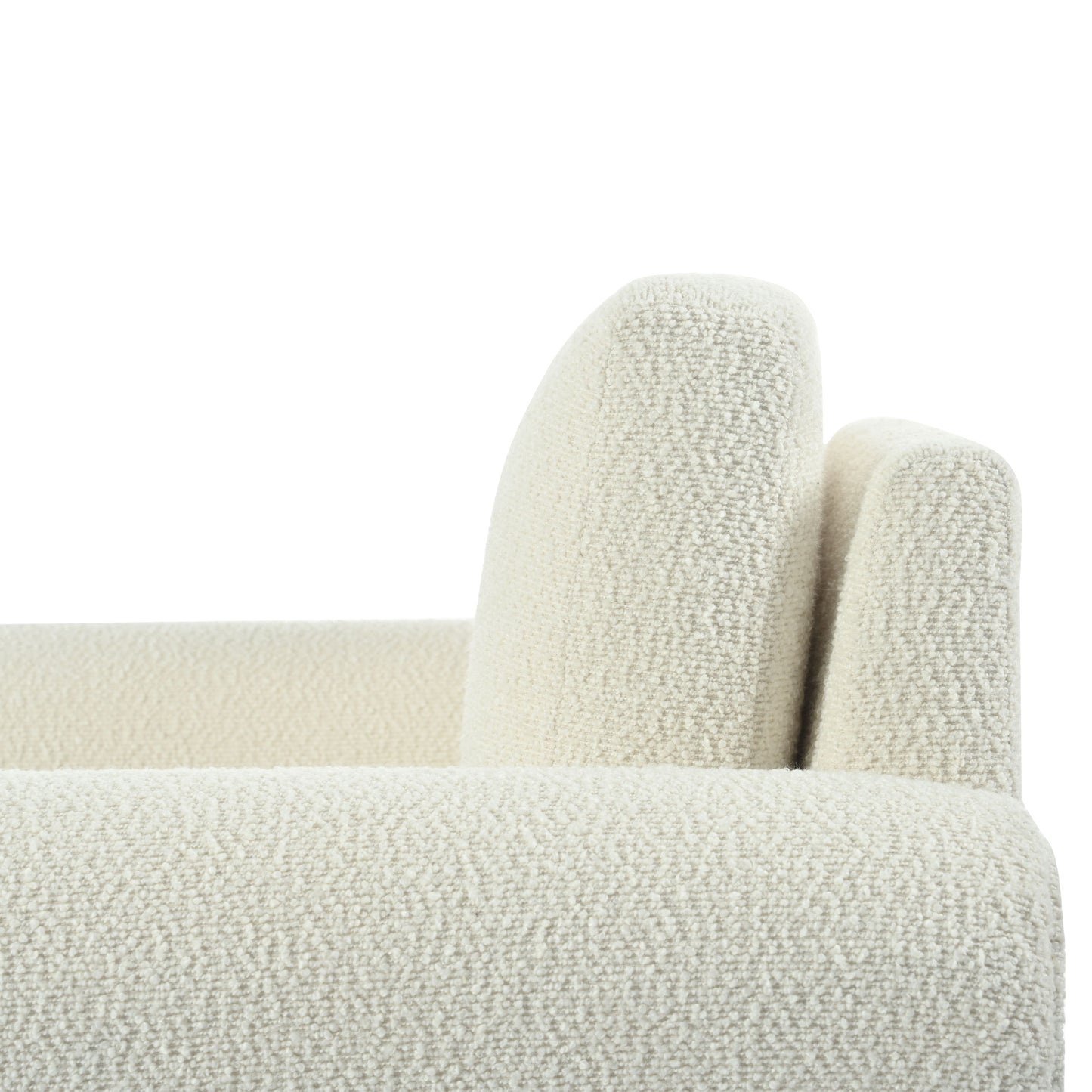 Modern Boucle Upholstered Accent Chair Luxurious Comfort & Sturdy Support, Solid Wood Frame - Ivory