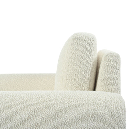 Modern Boucle Upholstered Accent Chair Luxurious Comfort & Sturdy Support, Solid Wood Frame - Ivory