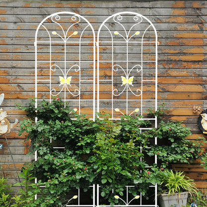 2 Pack Garden Metal Trellis Rustproof Trellis For Climbing Plants Outdoor Flower Support - Cream White