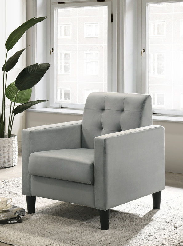Hale - Velvet Armchairs And End Table Living Room (Set of 3) - Light Gray