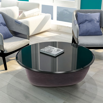 38.6" Round Tempered Glass Table Top Glass 2 / 5" Thick Beveled Polished Edge - Black