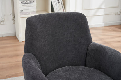 Swivel Barrel Chair, Swivel Accent Chairs Armchair For Living Room, Reading Chairs For Bedroom Comfy, Round Barrel Chairs With Gold Stainless Steel Base - Dark Gray