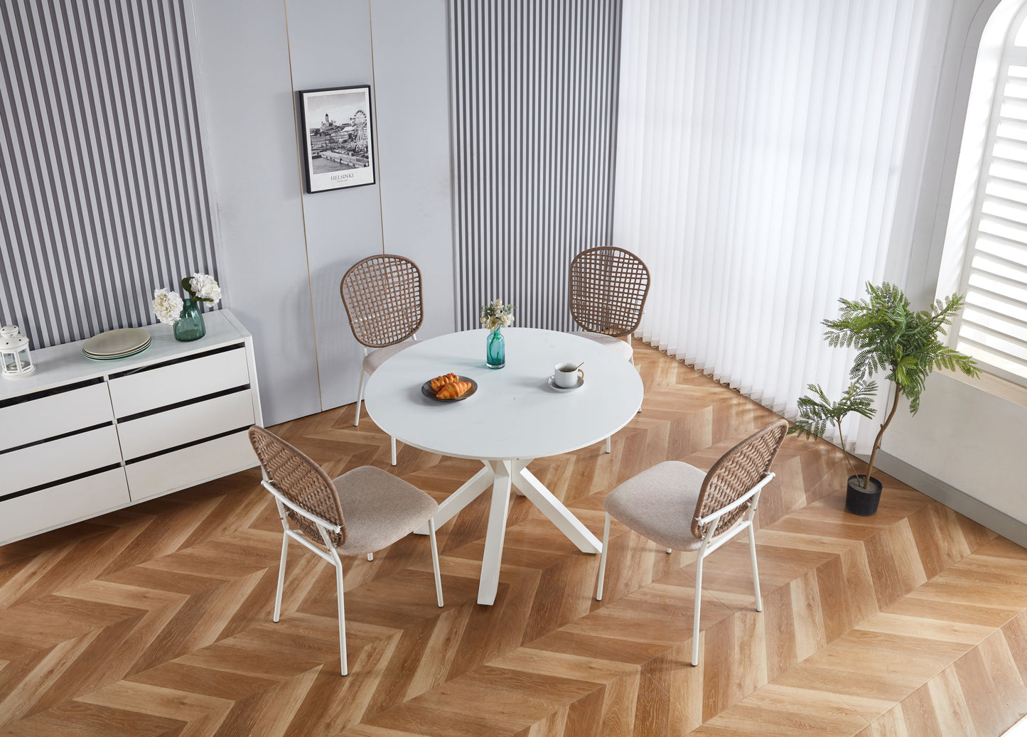 Sennit Chair, Dining Chair, Coffee Chair (Set of 4) - Beige