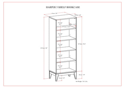 Harper - 5 Shelf Bookcase - Walnut Brown