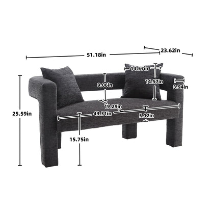 Modern Loveseat Sofa, Comfy Upholstered 2 Seater Sofa, Small Loveseat Accent Couch For Leisure Areas - Gray