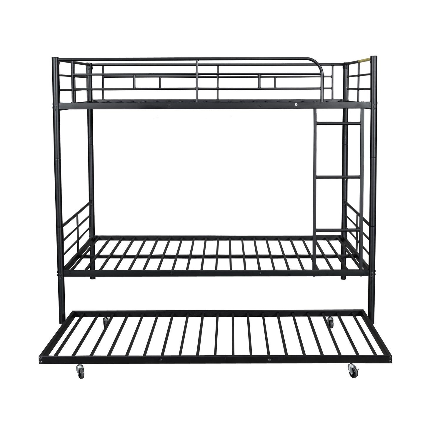 Full Over Full Metal Bunk Bed With Trundle - Black