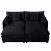 Deep Seat Sectional Cloud Sofa With 2 Ottomans & Soft Pillows, Modular Loveseat Couch - Black Chenille