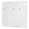 Full Size Murphy Wall Bed With Shelves, Wardrobe And LED Lights - White