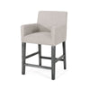 Charmed Upholstered Counter Stool With H Frame Base And Round Arms - Light Gray