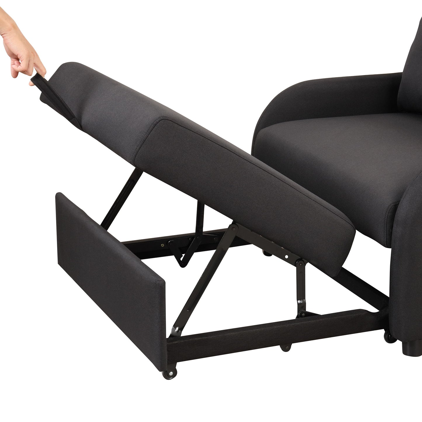 3 In 1 Pull Out Sofa Sleeper With Wing Table And USB Charge - Black