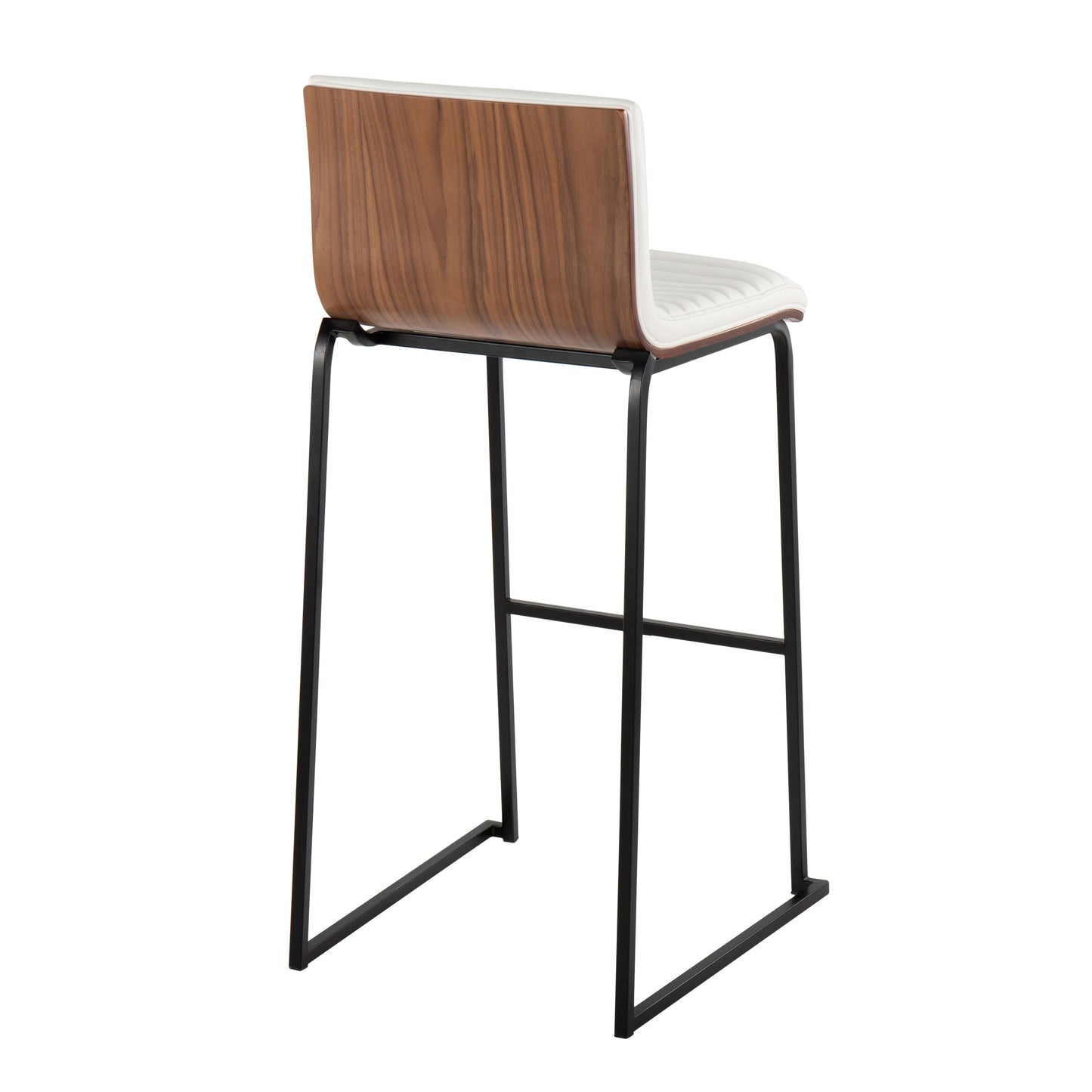 Mason Mara - Contemporary Fixed Height Barstool (Set of 2) - Black / Walnut / White
