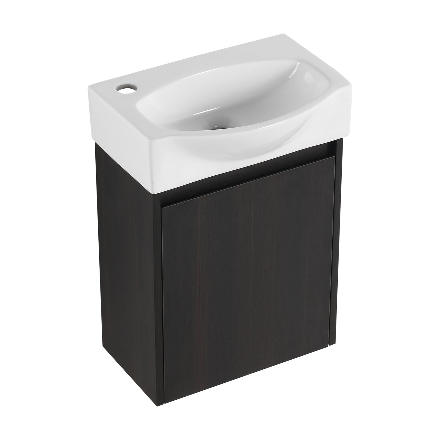 Modern 16" Bathroom Vanity Sink Combo With Ceramic Sink And Cabinet For Small Spaces - Black
