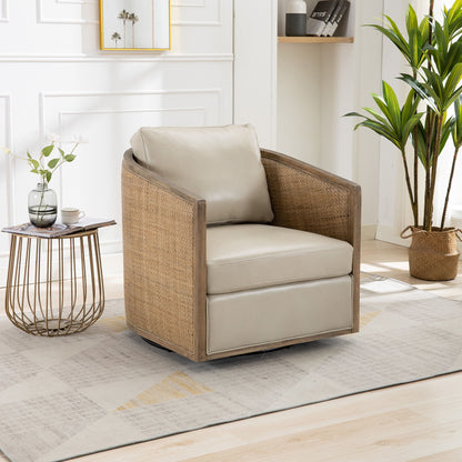 Swivel Barrel Chair, Comfy Round Accent Sofa Chair, 360 Degree Swivel - Oyster Gray