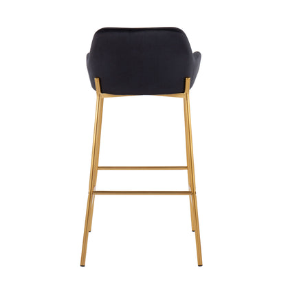 Daniella - Contemporary / Glam Fixed Height Bar Stool (Set of 2) - Gold / Black