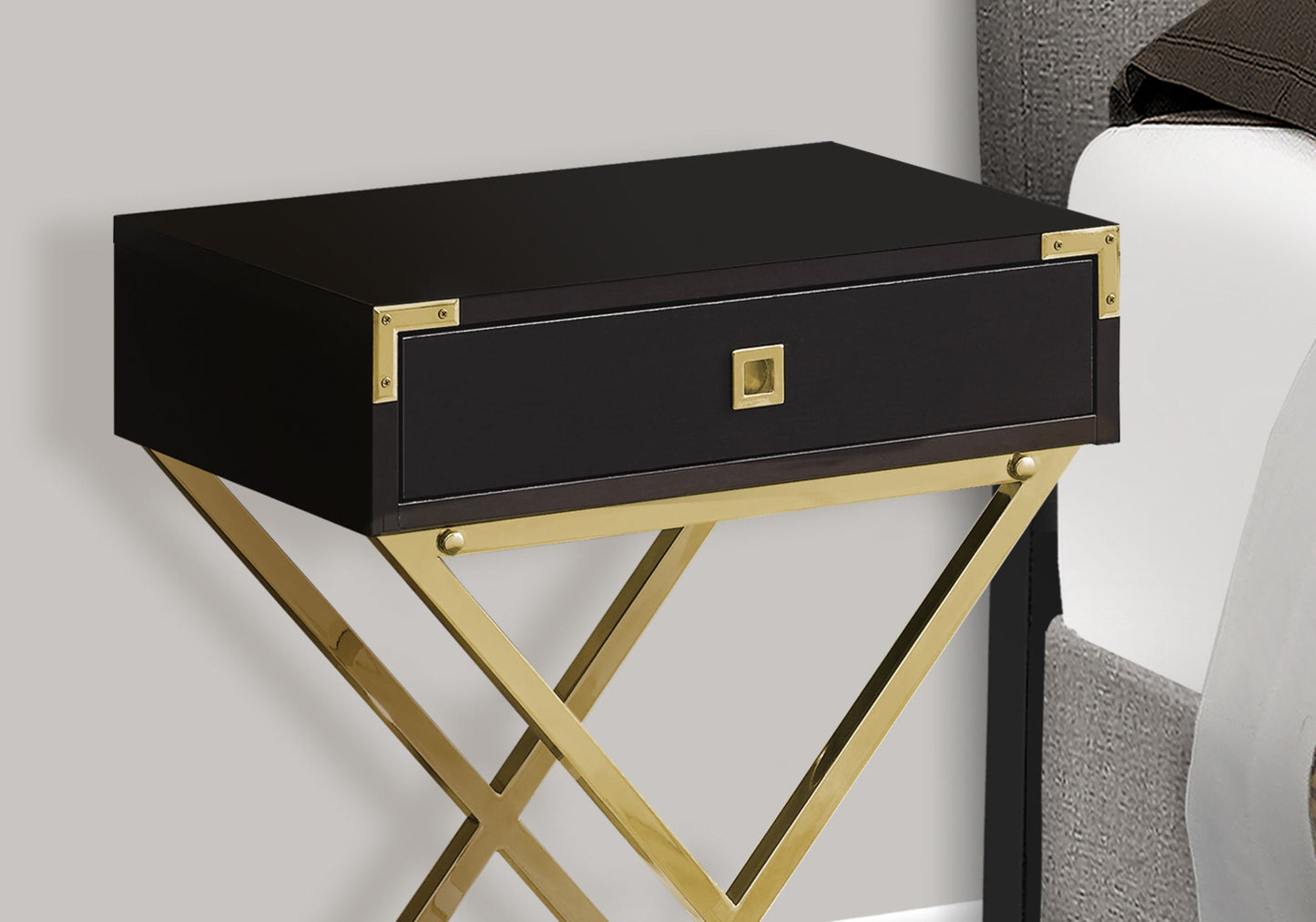Accent Side Table, Storage Drawer, Contemporary - Espresso