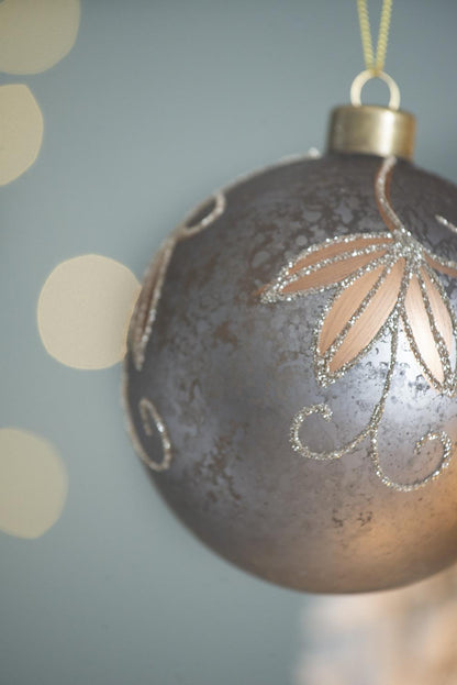 Christmas Ball Ornaments, Glass Decorative Hanging Ball Christmas Tree Ornaments, For Holiday Party Decorations (Set of 4) - Silver
