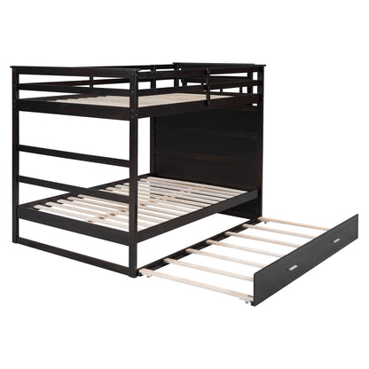 Full Over Full Bunk Bed With Twin Size Trundle And Staircase - Espresso
