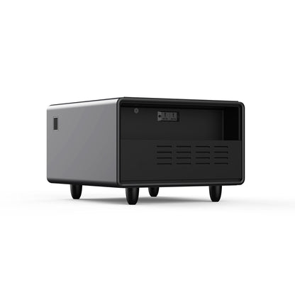 Modern Smart Side Table With Built-In Fridge, Wireless Charging, Temperature Control, Power Socket, USB Ports, Outlet Protection, Induction Light - Black