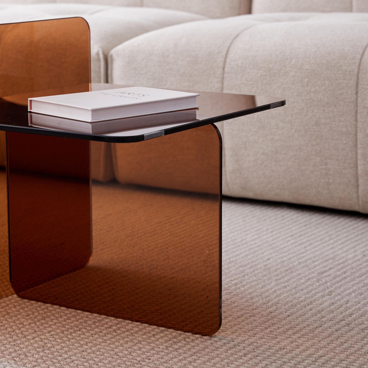Tempered Brown Glass Sidetable, Small Tea Table Night Stand Tempered Glass Sofa Table - Brown